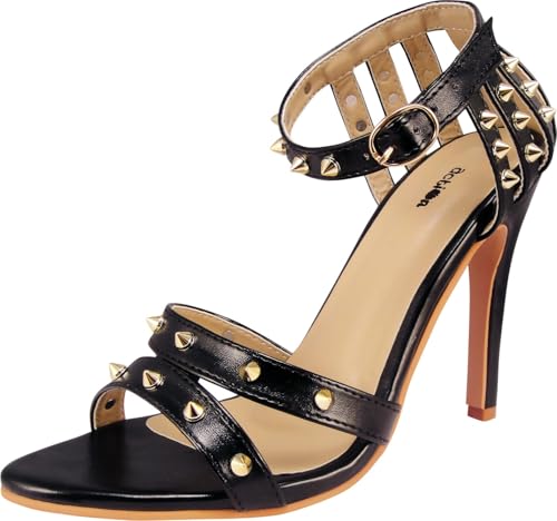 Image of Action Women's Platform Sandals|Studded Straps| Block Heel| Ankle Strap Black