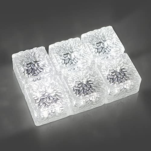 HOFLYW 6 Pack Solar Brick Lights Landscape Path Light Garden Decoration Yard Paver Road Lighting Recessed Paver for Garden, Pathway, Patio, Walkway Decor