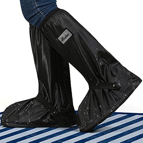 JUSPRO wasserdichte Überschuhe für Regenstiefel, Galoschen mit Reißverschluss und Reflektor, für Outdoor-Sport, Wandern, Klettern, Camping, Roller, Reisen, 1 Paar (Stil A - schwarz, XL) Cover