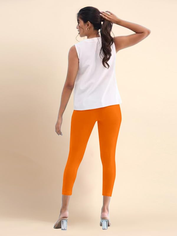 Image of TRENDMALLS Women's Microfiber Elastane Stretch Soft Cropped Leggings with Ultrasoft Waistband for Women