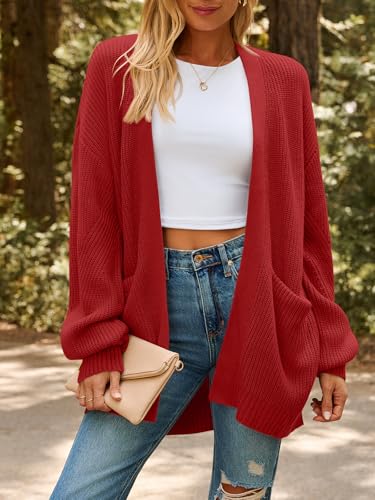 Image of LILLUSORY Womens Oversized Cardigans Soft Knit Cardigan Sweater with Pockets