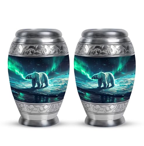 Image of Polar Bear Urns for Adult Male & Female - Burial Urn for Ashes - Cremation Burial Urns - Urn for Adult Ashes - Funeral Urns for Ashes - 3 Inch Pack of 2 - Memorial Ashes Urn