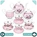 BTaT- Floral Tea Sets for Adults, 13 pcs, Service for 4, Pot (38 oz) & Cups (8 oz) with Saucers, Pastel Pink Floral Design with Gift Box, Porcelain Tea Set for Adult, Dishwasher Safe