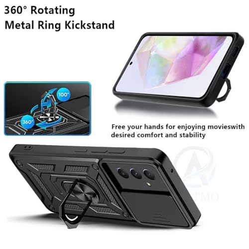Image of Luxe Back Cover for Samsung Galaxy A35 5G / Samsung Galaxy A55 5G | D10 Tough Armor Case | Sliding Camera Shield | 360 Protection | Kickstand Ring Holder | Military-Grade Shockproof Case