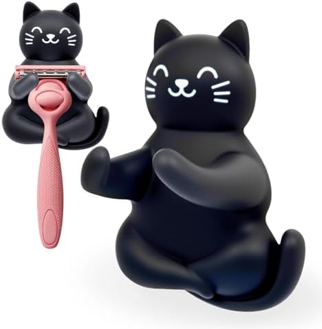 Cute Cat Razor Holder Shower, Black Cat Bathroom Decor, Cute Gadg...