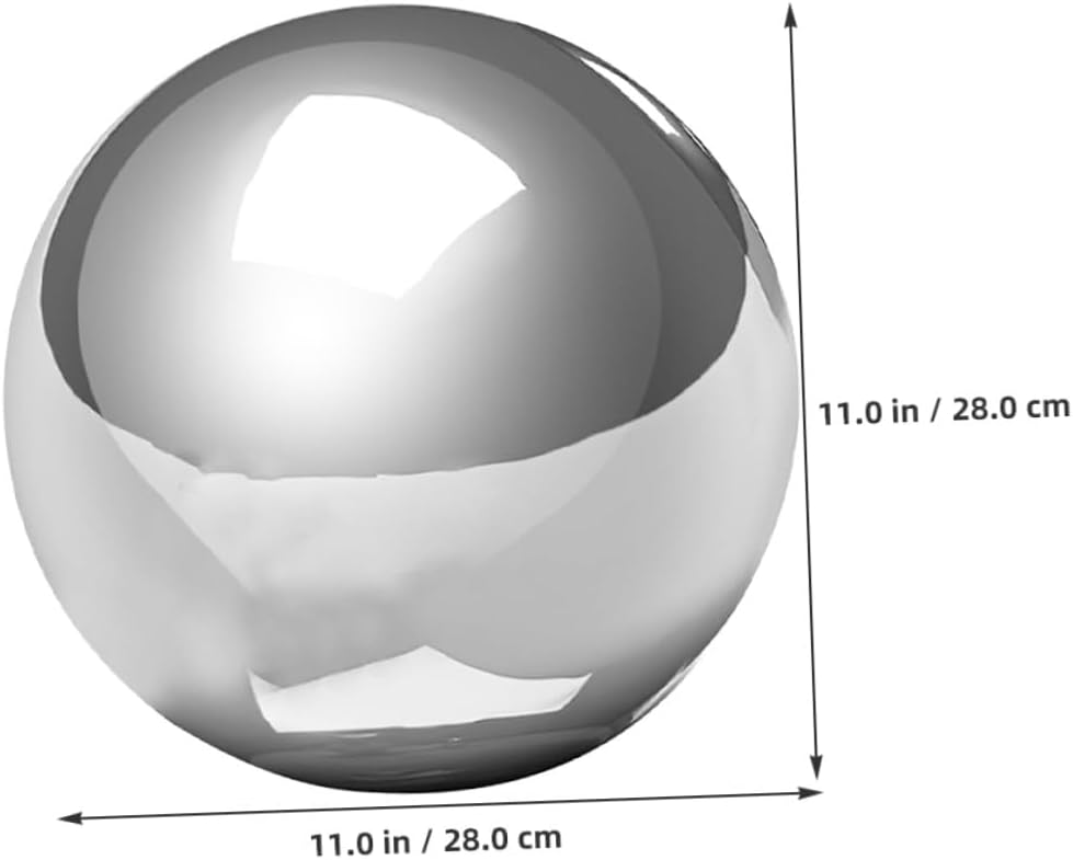 Stainless Steel Gazing Globe Garden Sculpture 11 Inch Polished Mirror Ball Outdoor Reflective Sphere for Patio Lawn Décor