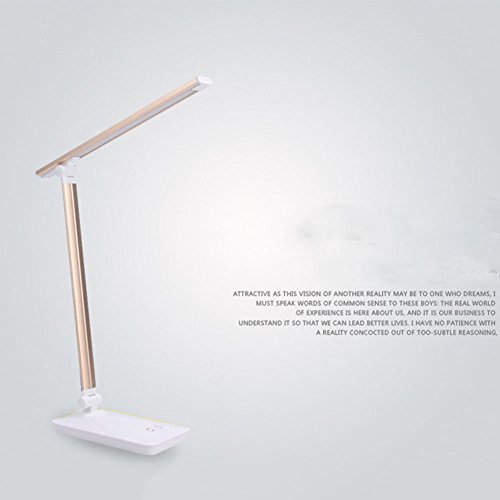 Preisvergleich Produktbild LED Schreibtischlampe Dimmbar Klapp Schreibtisch Lampe Arbeit Lesen Tischlampe Schlafsaal Nachttischlampe USB 5 Watt,Gold