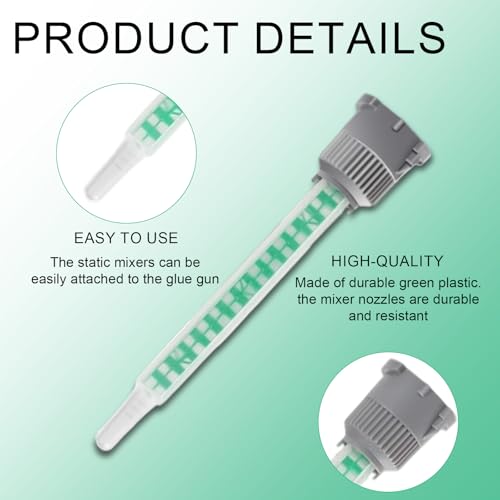 20 Stück Statikmischer, Statikmischer Mischerdüsen, 1:1 Mischrohr，Grün Kunststoffkleber Mischrohr, Spitzen für 2 Komponenten Kleber，für Kunststoffkleber Zweikomponentenkleber 2k Kleber Pistole