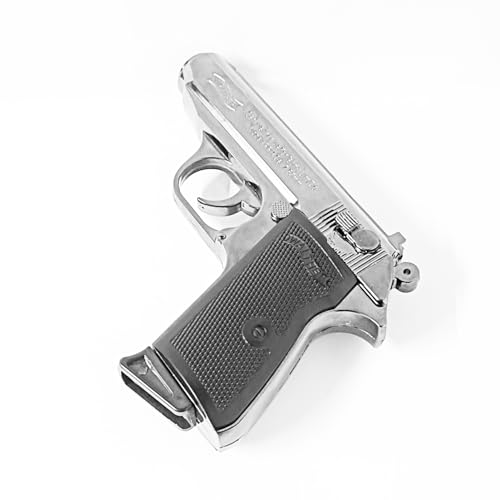 Image of EXTREMUS Gun Lighter Pistol Lighter Heavy Weight Metal Body Gun Pistol Shaped with Barrel Pull Back System and Holster Pocket Lighter for Decorative, Smoking Filled with Gas (508 Silver)