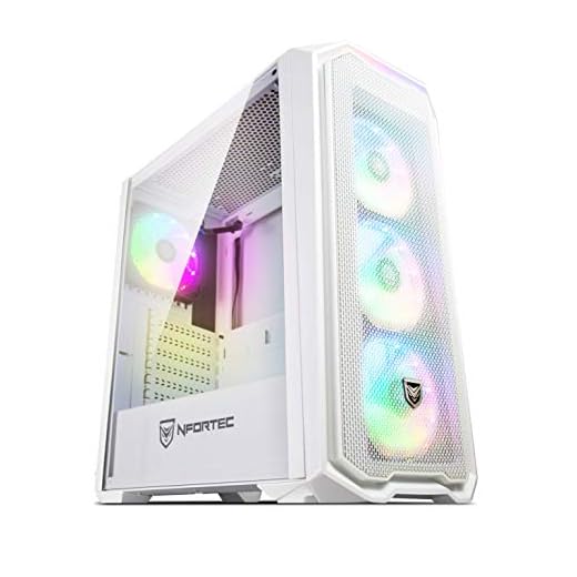 Torre Gaming Nfortec Krater para PC con Cristal Templado y 4 Ventiladores RGB de 120mm incluidos (compatible con placas base de Gigabyte, Asus y MSI) Color Blanco