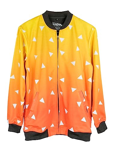 Image of ComicSense.xyz Unisex Demon Slayer Anime Jacket for Men and Women, Zenitsu Pattern Printed Cosplay Anime Bomber Jackets
