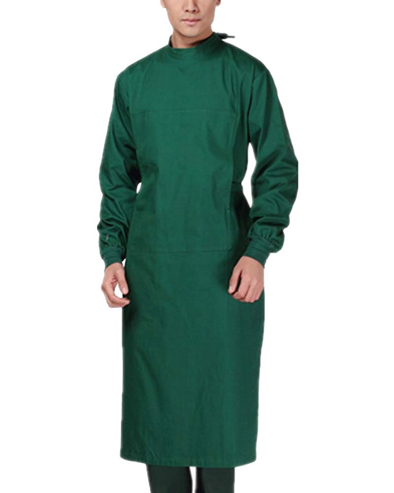 ShiFanA Unisex Medical Surgical Scrubs Tunic Hospital Workwear Doctors Uniform Lab Coat Green L