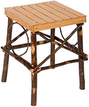 Peaceful Classics Rustic Hickory End Table | Square Wood End Tables Amish Furniture for Living Room Home Decor