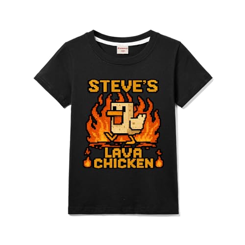 Lava Chicken Girls Boys T-Shirts Kids Cotton Tee for 3-13 Years (Black,9 Years)