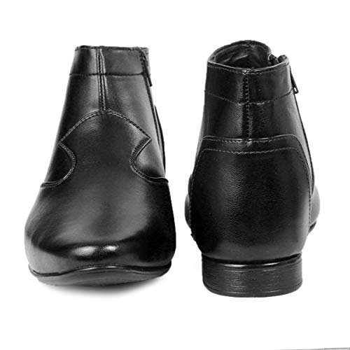Image of mens Men's Faux Leather Height Increasing Black Boots Ankle Boot