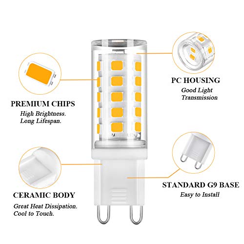 SumVibe G9 LED Bulb Dimmable, 4W G9 LED Bulb Warm White 3000K, G9 Halogen Bulb 40 Watt Replacement, 6-Pack