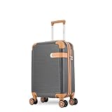 Santino Mala de Bordo Rígida - Textura Canelada Distinta, Rodas Duplas Silenciosas 360°, Cadeado com Combinação Numérica | Leveza e Segurança Aprimoradas para Viagens (Chumbo, Pequeno)