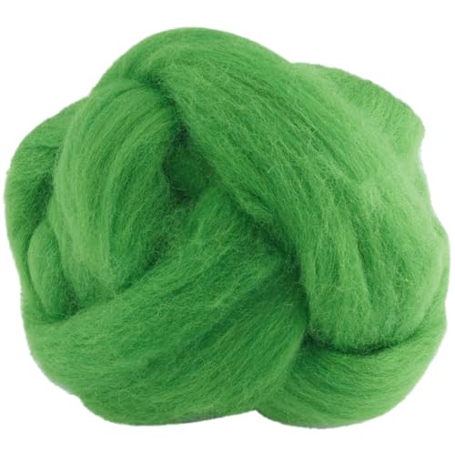 GORGECRAFT 100g Needle Felting Wool Green Dyed Merino Wool Top Roving Felting Fibre Yarn Felt Blend Dreads for Spinning Knitting Weaving Chunky Yarn Christmas DIY Materials Handcrafts