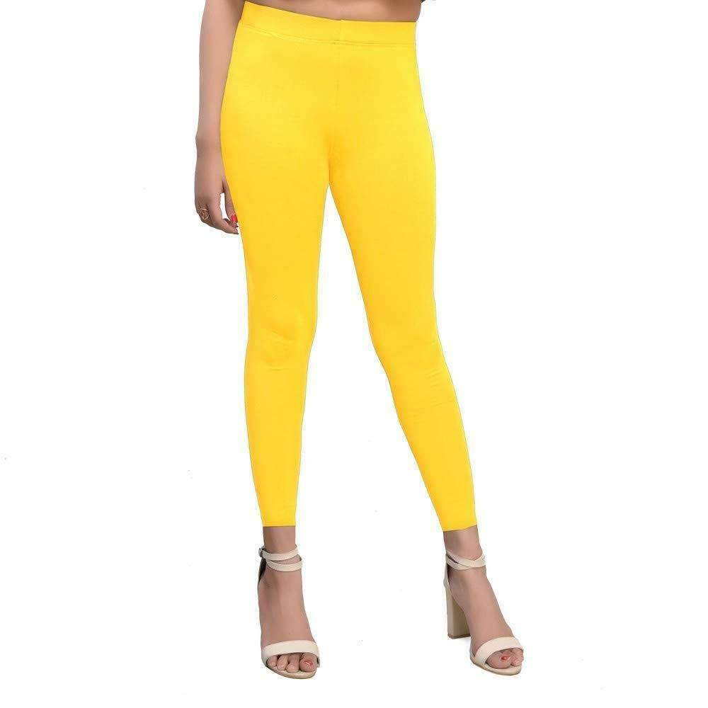 elegance1234 Girl's Cotton Lycra Full Ankle for Casual/Sport/Active Ankle Legging Stretchy Quality ***Same Day Postage*** (9-10 Years, Yellow)