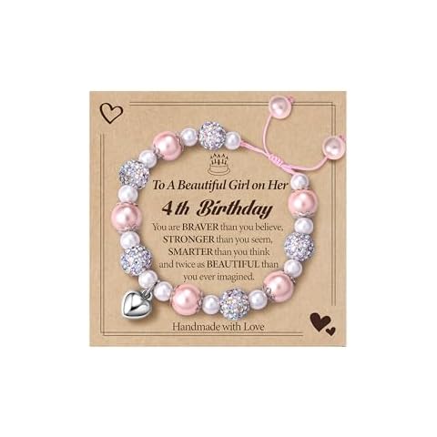 CASSIECA Pink Pearl Adjustable Bracelets for Girls Cover