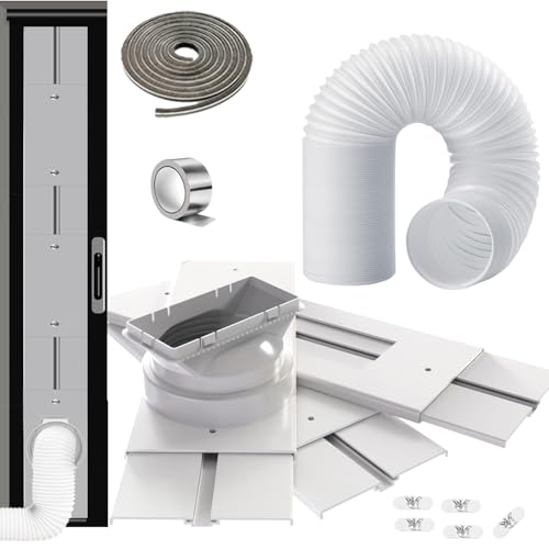 Gulrear 95' Sliding Door AC Vent Kit with Φ 5.9'AC Hose Filter Screen & Weather Stripping Universal 5.0/5.9 Inch Coupler for Window/Sliding Glass Door Portable AC Energy Saving Airtight Seal Pancel