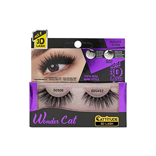 CATTITUDE Cils 3D August Wonder Cat Faux cils en vison, légers et réutilisables, sans cruauté envers les animaux