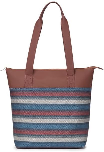 Women’s Printed Jute & Vegan Leather Tote Bag – Handcrafted Shoulder Handbag, Spacious Everyday Work Bag for Office, Travel & Daily Use
