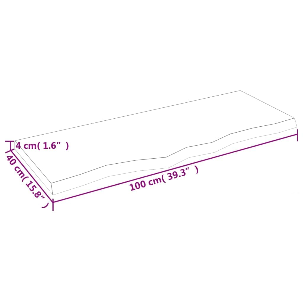 Encimera de baño encimera Cocina Madera encimera baño Madera encimera Madera Maciza Madera Maciza tratada marrón Claro 100x40x4 cm
