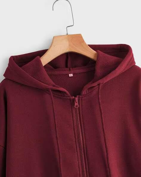 Image of Rabboni Women's Solid Zip-Up Hoodie Jacket | Full Sleeve Hooded Sweatshirt with Kangaroo Pockets | Casual Winter Wear Hoodie for Women