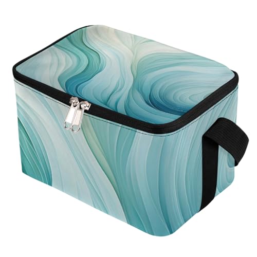 GzLeyigou Lunch Bags for Women Men 9 Cans,Abstract Blue Hot & Cold Food Delivery Bag Insulated Grocery Bag Insulated Lunch Box Blue Gradient Cooler Bag for Office Work Picnic Beach