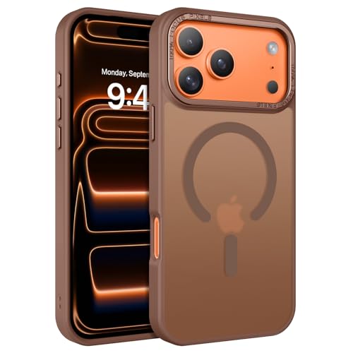Image of YINLAI for iPhone 17 Pro Max Case 6.9-inch,Magnetic Compatible with MagSafe, Slim Matte Anti-Fingerprint, Shockproof Full Body Military Grade Protection for iPhone 17 Pro Max Cover, Brown