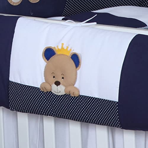Kit Berço Menino Rei Ursinho Azul Marinho Pingo de Gente 9 Peças