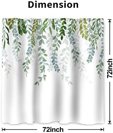 MIRRORANG Shower Curtain, Sage Green Shower Curtain for Bathroom ,Waterproof Quick-Drying Fabric Plant Shower Curtain Set with 12 Hooks
