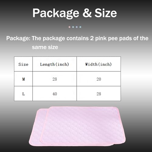Image of BAMY 2 Pcs Washable Dog Pee Pads Absorbs Urine Pet Training Pads Non-Slip Waterproof Doggie Whelping Pad Reusable Dogs Mat Solid Brown Gray Blue Pink (Pink, M (28x20 inch))