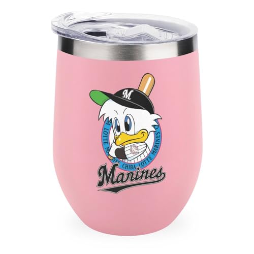 ワインタンブラー 千葉ロッテマリーンズ 野球応援 卵殻カップ タンブラー 350ml U字型 コーヒーカップ 蓋付き ステンレス製 魔法瓶 保冷 保温 水筒 直飲み 応援グッズ プレゼント