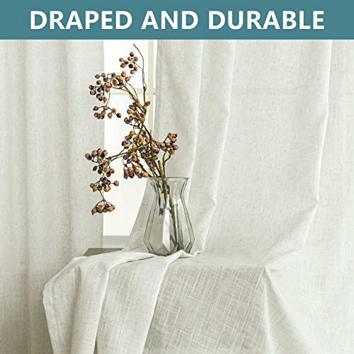 Koufall KF-HFM-DPCL-NATURAL-52X84 Farmhouse Curtains For Living Room,Window Linen Curtains 84 Inch Length 2 Panels Set,Tab Top Semi Sheer Light Filtering Country Boho Curtains For Bedroom Nursery,52X84 Inches Long,Neutral Cream thumb #5