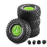 Chanmoo 1/8 RC Short Course Truck Tires and Wheels 17mm Hex OD 140mm 1/7 All Terrain Off Road Tyres for 1:7 1:8 RC Buggy Truck Car HSP TRAXXAS UDR DF7 FS Atom ARRMA Mojave YK4072 DF7 4PCS (Green)