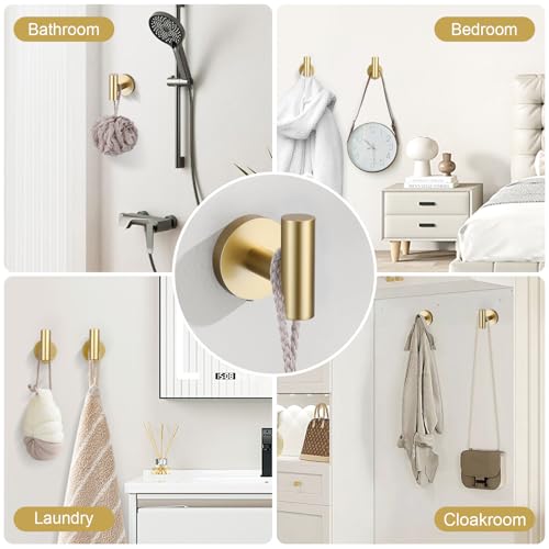 6 Pieces Brushed Gold Towel Bar Bathroom Hardware Set, 23.6Inch Brushed Gold Bathroom Accessories Towel Holder Set, SUS304 Stainless Steel Towel Racks for Bathroom by soaez - Used condition - Image 7
