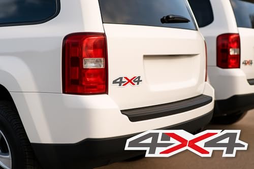 Image of Set of 2 PCS 4x4 Decals Stickers Compatible with 2014-2018 Chevy Silverado Sierra Truck Pickup Bedside,Truck Emblems, Auto Decoration Accessories Emblem (Gray /Red Slim)