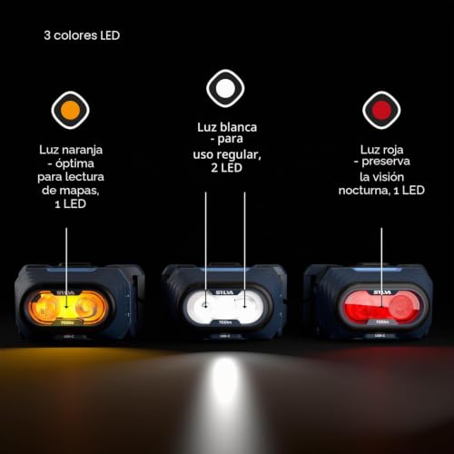Linterna frontal de 700 lúmenes recargable con cuatro niveles de brillo y LED multicolor 4