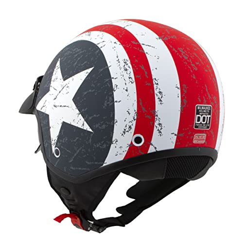 Milwaukee Helmets Mph9701Dot 'Maverick' 3/4 Open Face Stars And Stripes Motorcycle Helmet For Men And Women Biker - Medium #TOP6