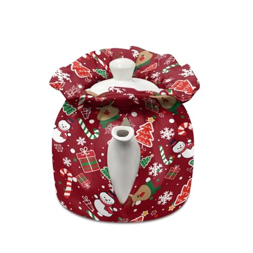 Image of Xoenoiee Christmas Tree Snowman Reindeer Pattern Tea Cozy Tea Cosy for Teapots Keep Warm Teapot Cover Insulated Kettle Cover for Home Kitchen Table Decor