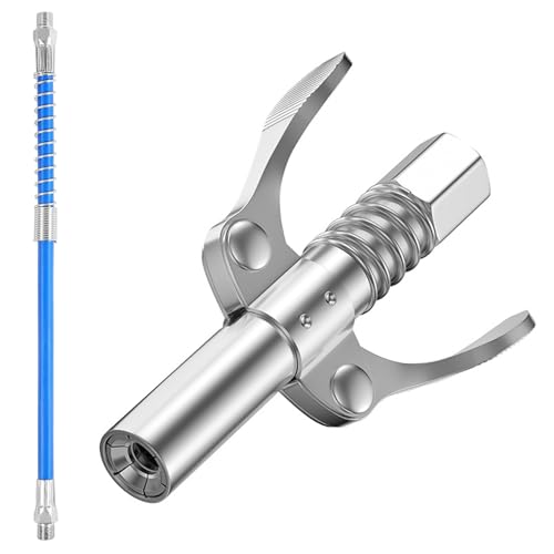 Qazuwa G Coupler Testina Ingrassatore Autobloccante - Doppia Maniglia, Per Pistole Grasso M6-M14, Con Tubo 30cm - Foto 3