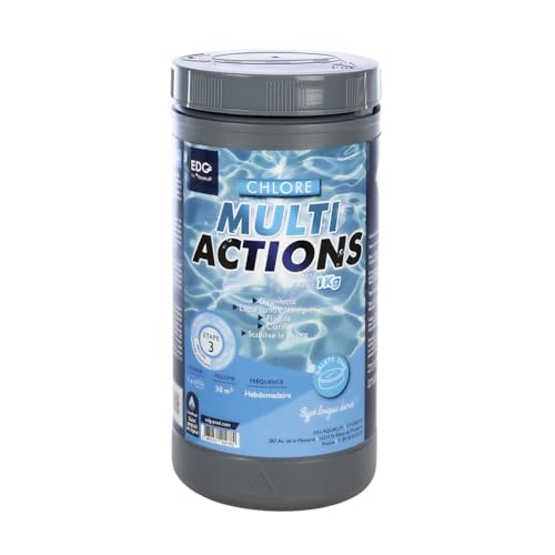 EDG Chlore Multi Actions Piscine - Galets 250g - Pot 1kg - Chlore Multi Fonctions Piscine Longue Durée - EDG by AQUALUX International