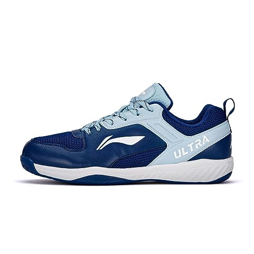 Image of Li-Ning Ultra Speed Non-Marking Badminton Shoe|Indoor Sports|Stability Heel, Prototypical Sole, Lightweight Shoe (Navy Blue /Light Blue,UK 9)