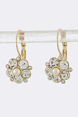 Folkloric Handcrafted Yellow Brass Dangle Earring'Flower Blossom'