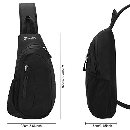 Sciphylia Bolso Pecho Hombre Mochila Cruzada Gran Capacidad Bolsa de Pecho Antirrobo Correa única Hombro Cruzados Bandolera Cruzada para Deportes al Aire Caminar Viajar Ciclismo Negro de Humo - imagen 3