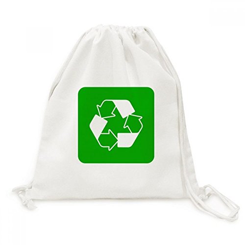 Toile drawstring backpack voyage vert square avec motif recyclage