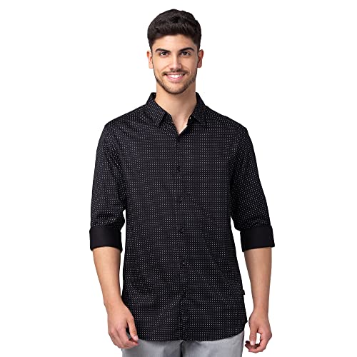 Image of Spykar Men's Slim Fit N /A Full Sleeve Printed Casual Shirts