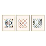 HAUS AND HUES Mandala Wall Art - Set of 3 Mexican Tile Art, Modern Abstract Wall Art, Moroccan Painting, Neutral Art, Abstract Geometric Art, Abstract Kitchen Wall Art, Boho Mandala (8x10 Unframed)